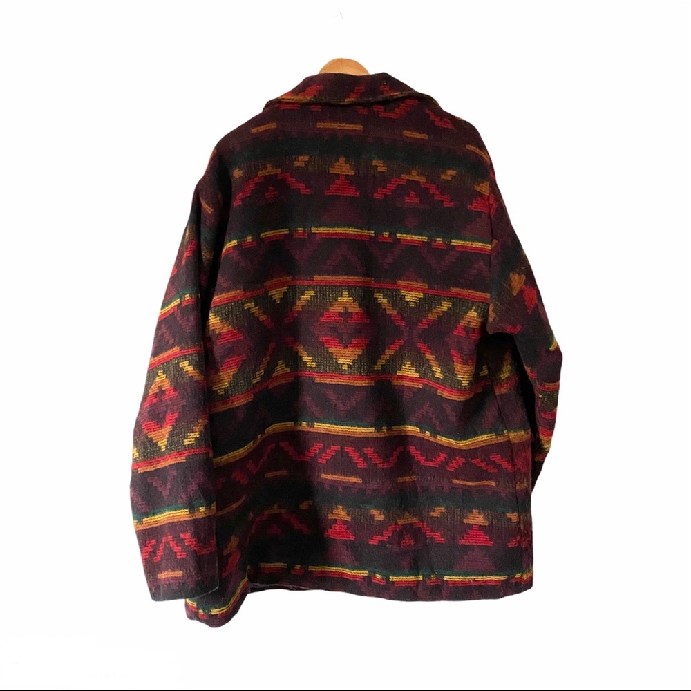Vintage Aztec Print Coat Quilted Lined Jacket Mens - Picture 4 of 7